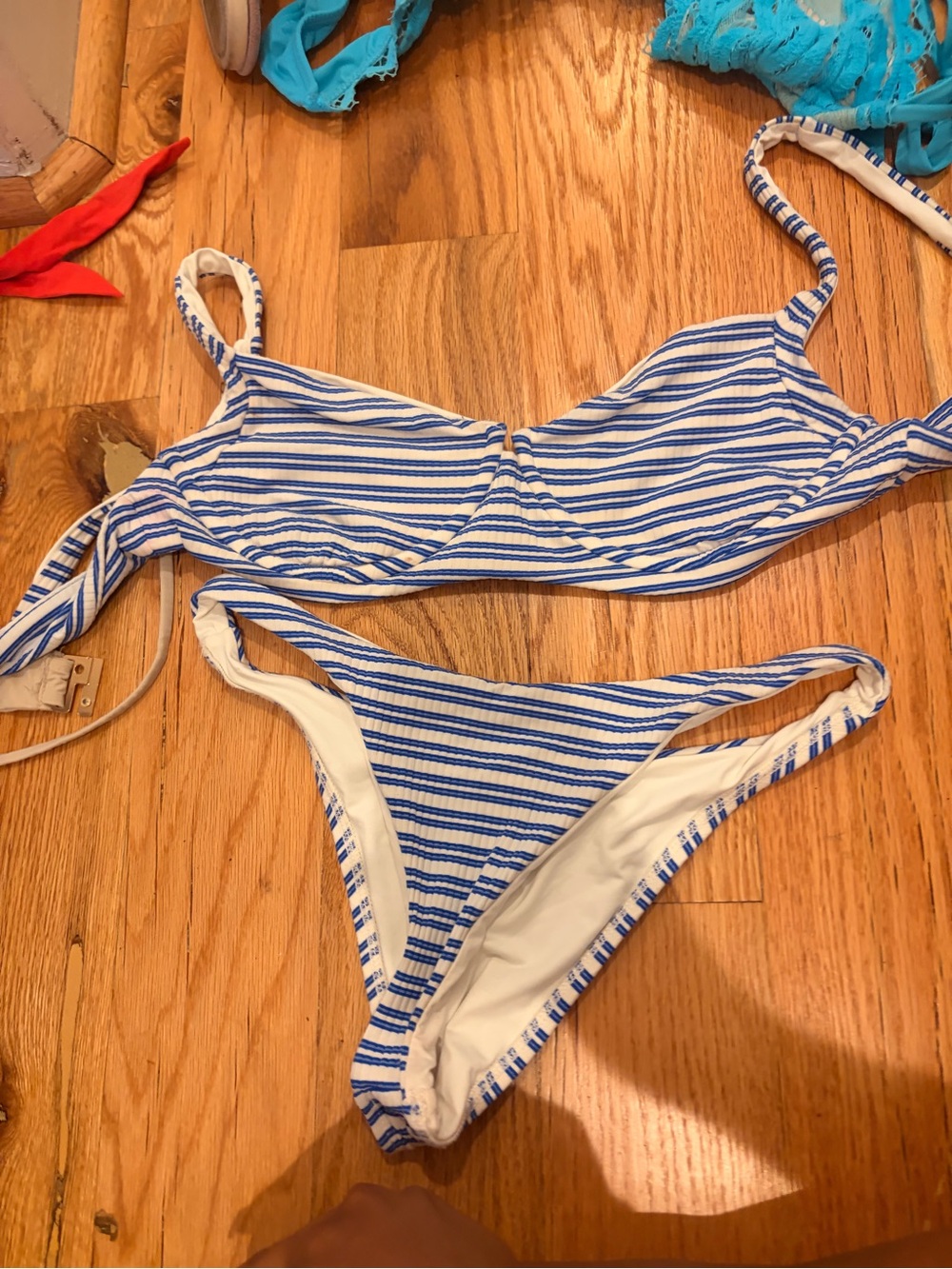 Vitamin A Blue and White Striped Bikini Set